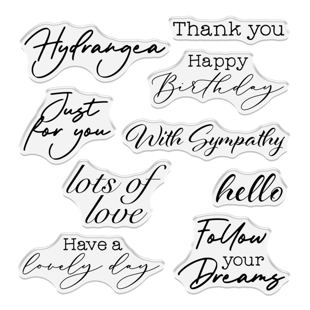 Crafter's Companion Hydrangea Clear Stamp Charming Sentiments (NG-HY-CA-ST-CLH) (DISCONTINUED)