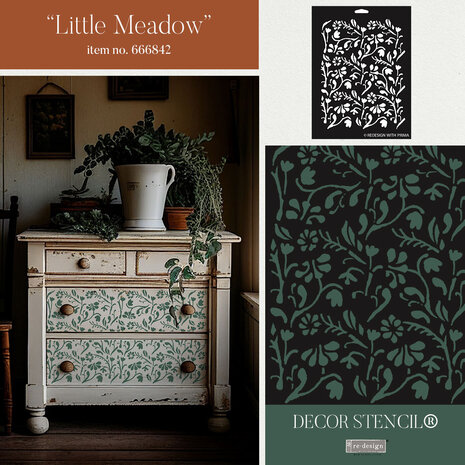 Re-Design with Prima Little Meadow 9x12 Inch Decor Stencils (1pcs) (666842) (DISCONTINUED)