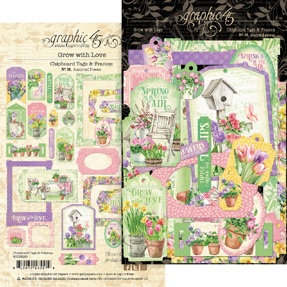 Graphic 45 Grow with Love Chipboard Tags & Frames (4502820) (DISCONTINUED)
