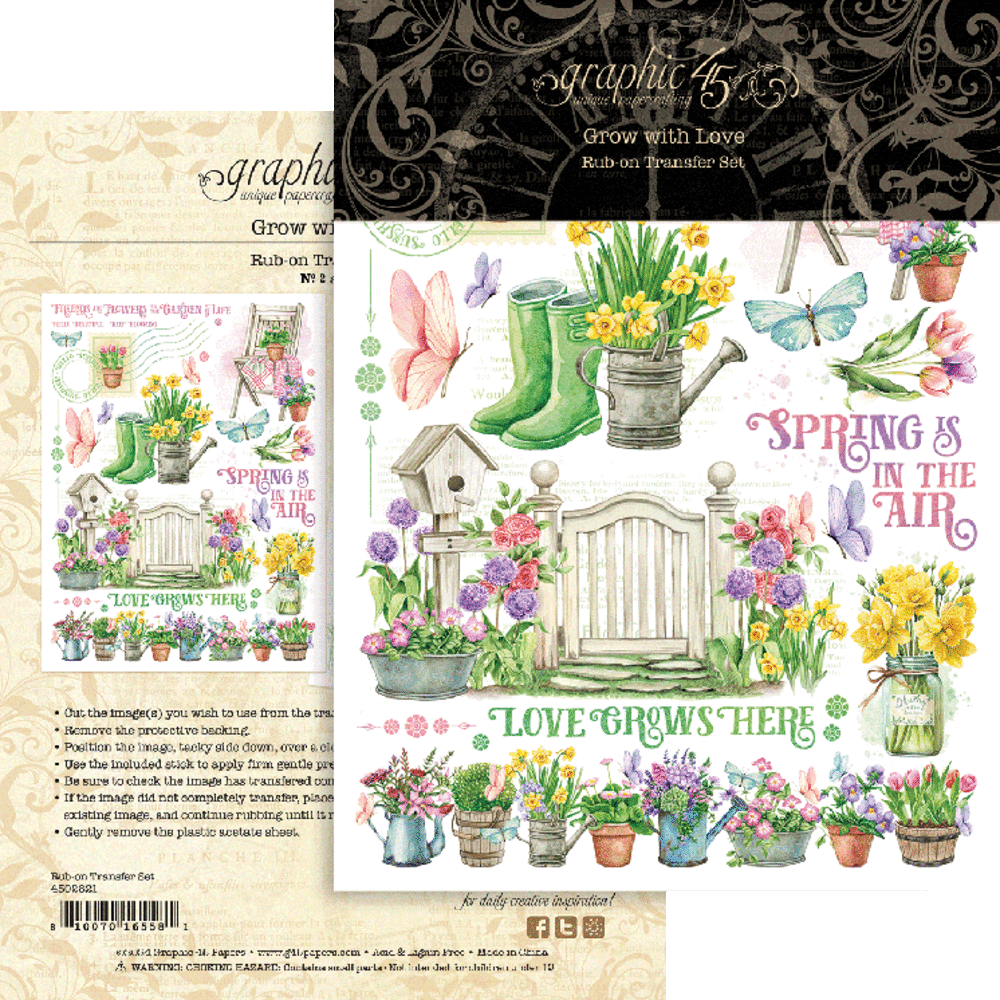 Graphic 45 Grow with Love Rub-On Transfers (4502821) (DISCONTINUED)