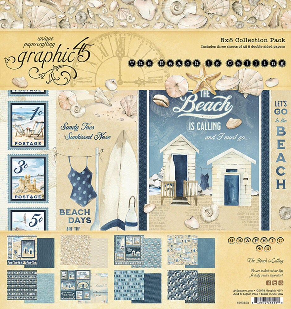 Graphic 45 The Beach is Calling 8x8 Inch Collection Pack (4502822)