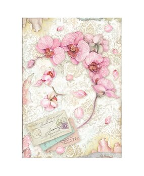 Stamperia Orchids and Cats A4 Rice Paper Pink Orchid (6pcs) (DFSA4847) (DISCONTINUED)