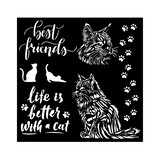 Stamperia Orchids and Cats Thick Stencil 18x18cm Best Friends (KSTDQ100) (DISCONTINUED)