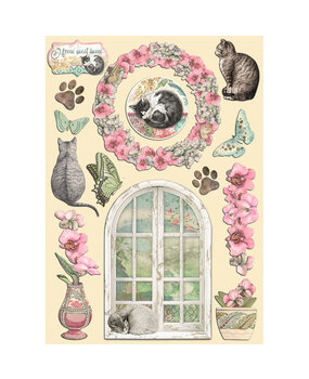Stamperia Orchids and Cats Colored Wooden Shape A5 (KLSP155) (DISCONTINUED)