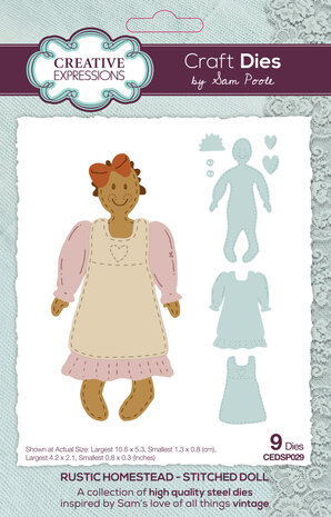 Creative Expressions Sam Poole Craft Die Rustic Homestead Stitched Doll (CEDSP029) (OUTLET) Creative Expressions Sam Poole Craft Die Rustic Homestead Stitched Doll (CEDSP029) (OUTLET)