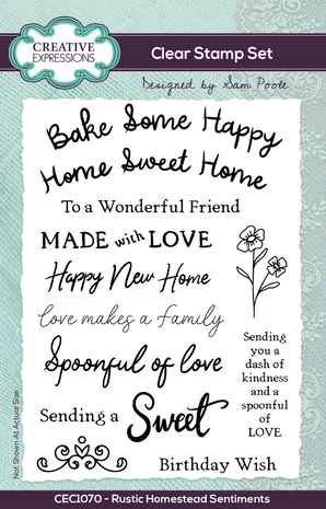 Creative Expressions Sam Poole A6 Clear Stamp Rustic Homestead Sentiments (CEC1070) (OUTLET) Creative Expressions Sam Poole A6 Clear Stamp Rustic Homestead Sentiments (CEC1070) (OUTLET)
