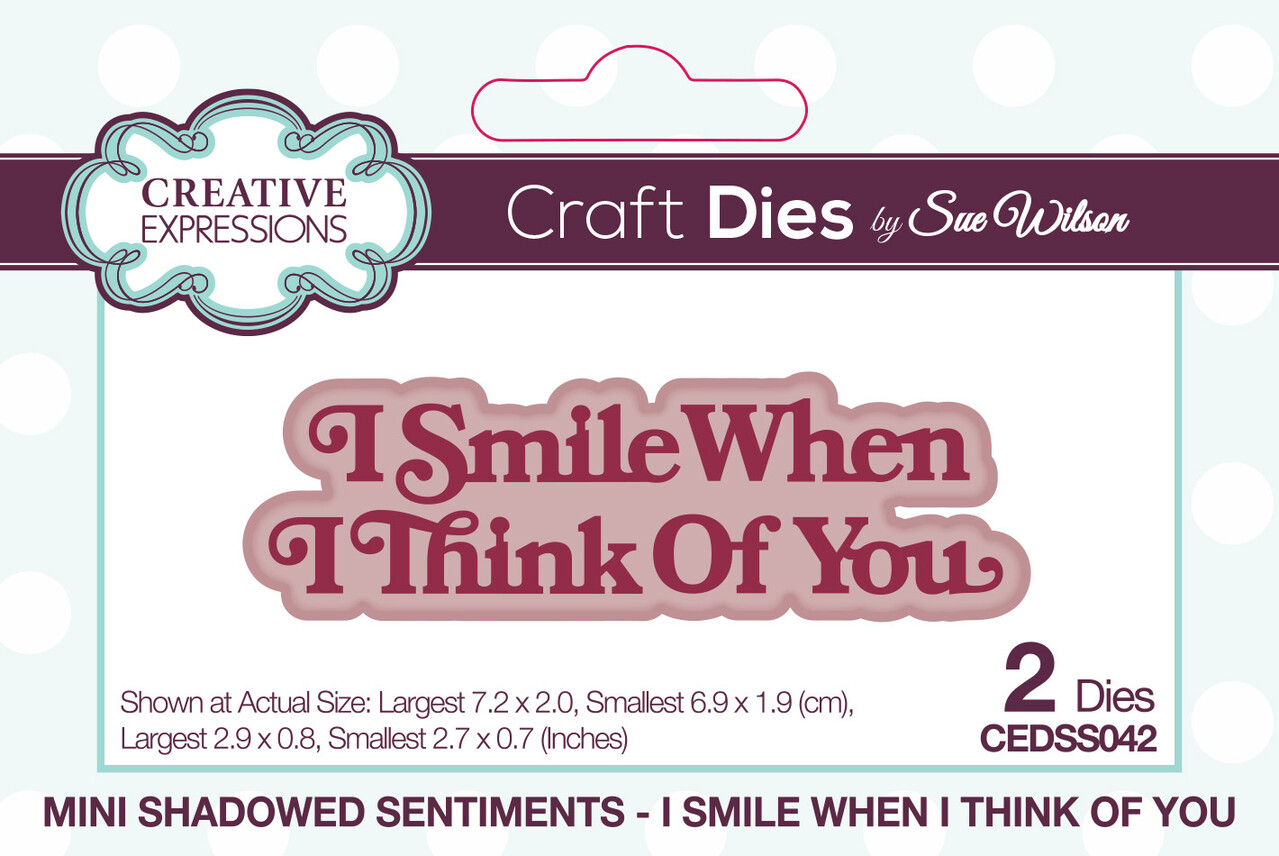 Creative Expressions Sue Wilson Craft Die Mini Shadowed Sentiments I Smile When I Think Of You (CEDSS042) (OUTLET)
