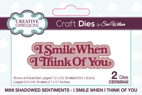 Creative Expressions Sue Wilson Craft Die Mini Shadowed Sentiments I Smile When I Think Of You (CEDSS042) (OUTLET)