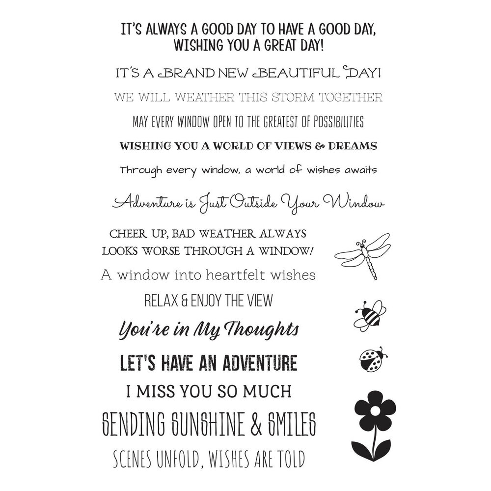 Spellbinders Sending Sunshine Sentiments Clear Stamp Set (STP-222) (DISCONTINUED) Spellbinders Sending Sunshine Sentiments Clear Stamp Set (STP-222) (DISCONTINUED)