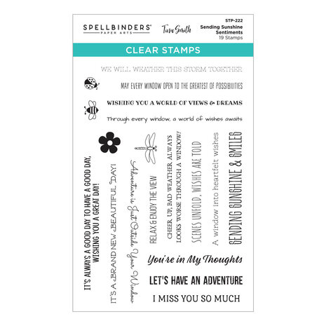 Spellbinders Sending Sunshine Sentiments Clear Stamp Set (STP-222) (DISCONTINUED) Spellbinders Sending Sunshine Sentiments Clear Stamp Set (STP-222) (DISCONTINUED)
