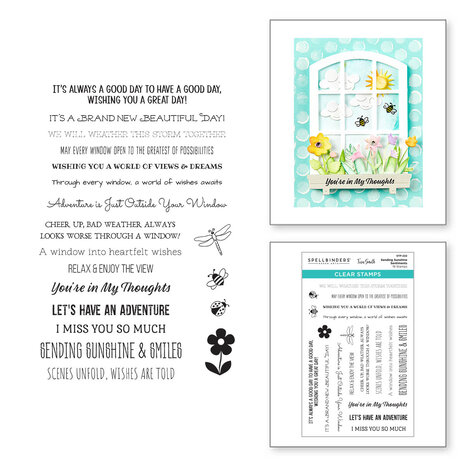 Spellbinders Sending Sunshine Sentiments Clear Stamp Set (STP-222) (DISCONTINUED) Spellbinders Sending Sunshine Sentiments Clear Stamp Set (STP-222) (DISCONTINUED)