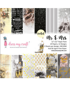 Dress My Craft Mr. & Mrs 12x12 Inch Paper Pad (DMCP2520) (OUTLET)