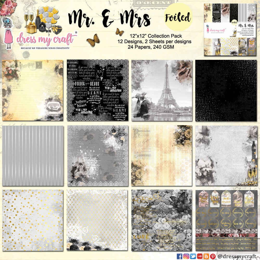 Dress My Craft Mr. & Mrs 12x12 Inch Paper Pad (DMCP2520) (OUTLET) Dress My Craft Mr. & Mrs 12x12 Inch Paper Pad (DMCP2520) (OUTLET)