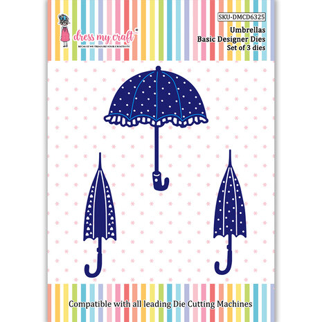 Dress My Craft Cutting Die Basic Designer Umbrellas (DMCD6325) (OUTLET)