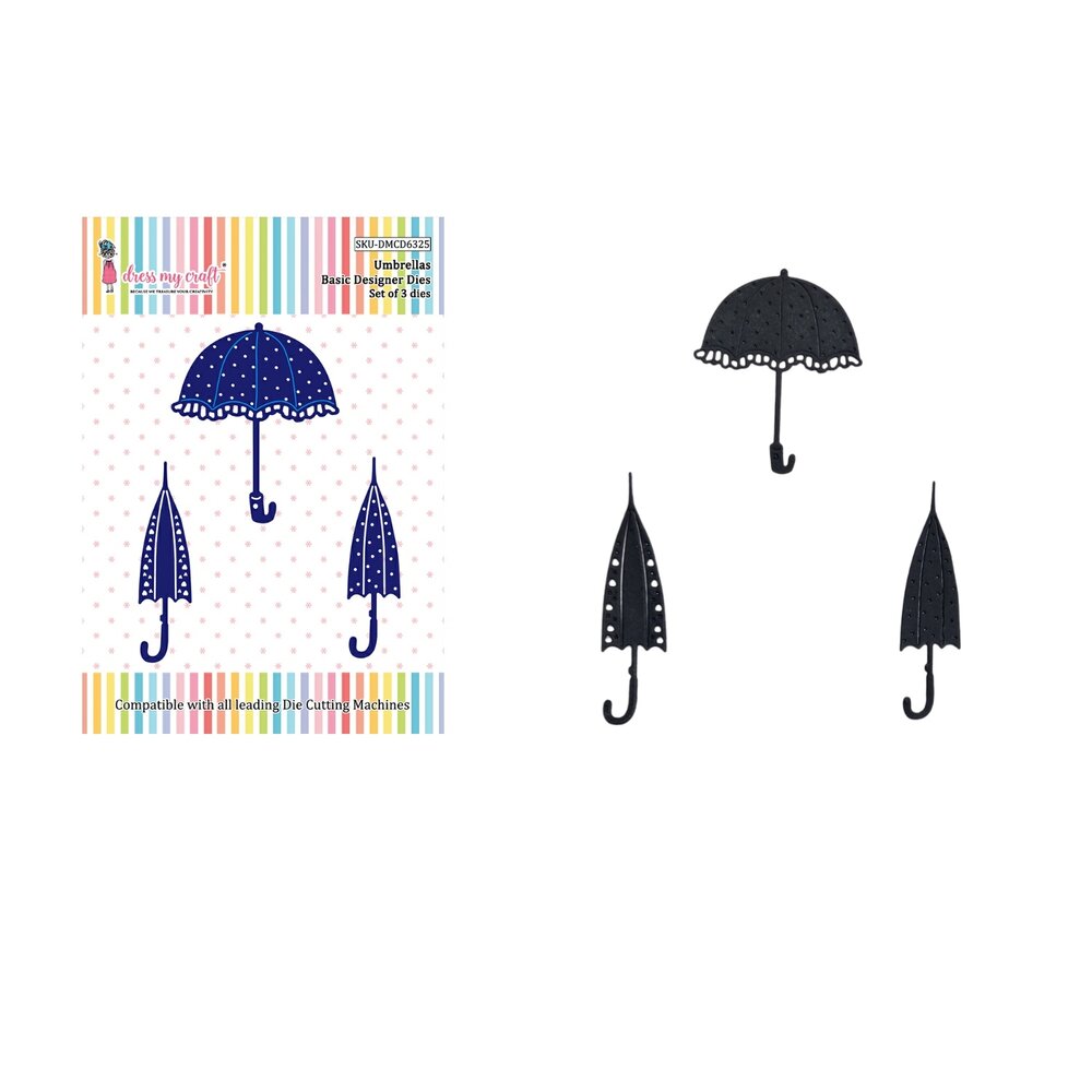 Dress My Craft Cutting Die Basic Designer Umbrellas (DMCD6325) (OUTLET)