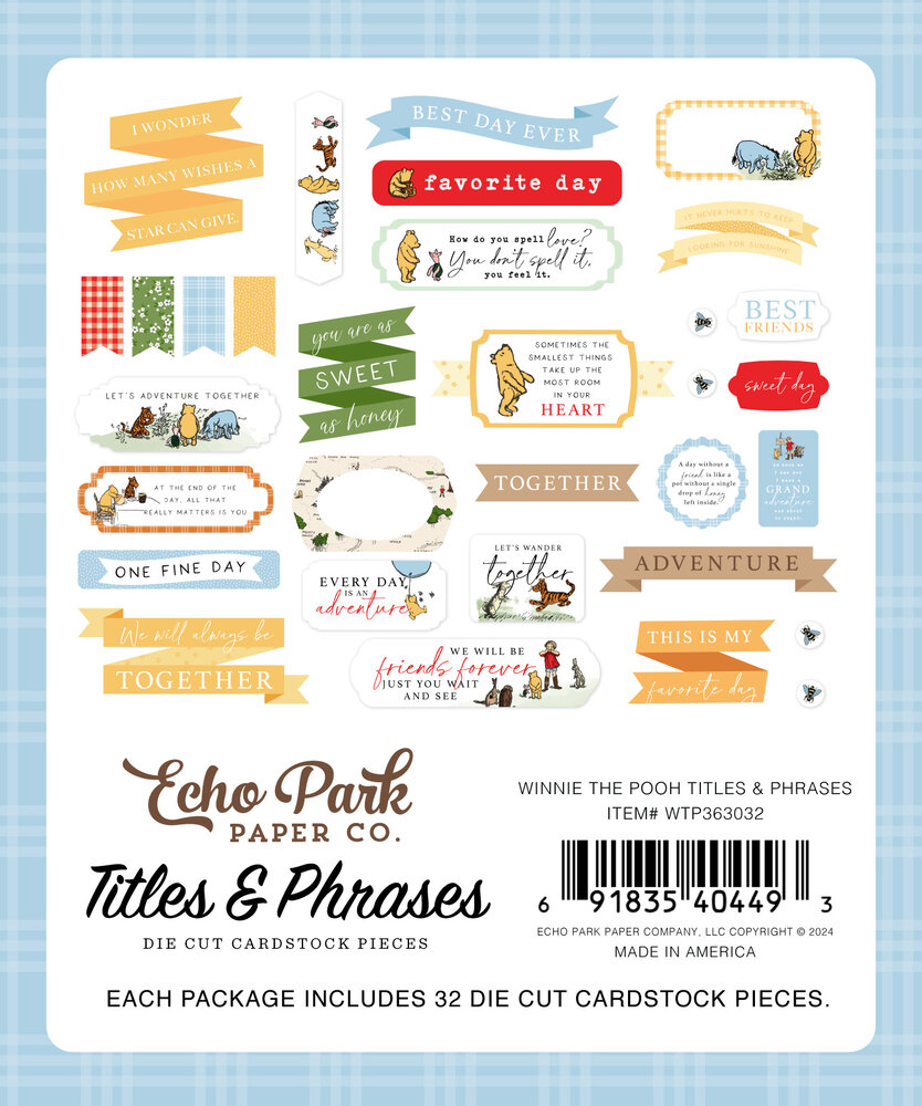 Echo Park Winnie The Pooh Titles & Phrases (WTP363032) (DISCONTINUED)