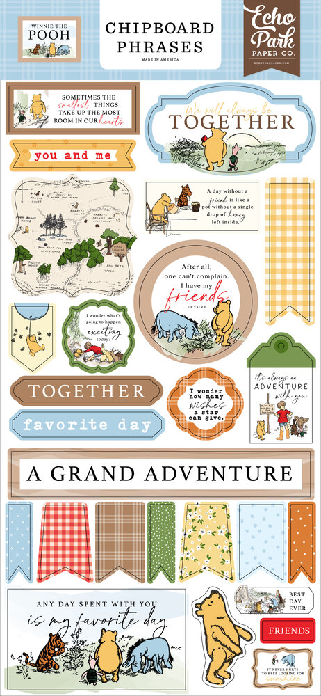 Echo Park Winnie The Pooh Chipboard Phrases (WTP363022) (DISCONTINUED)