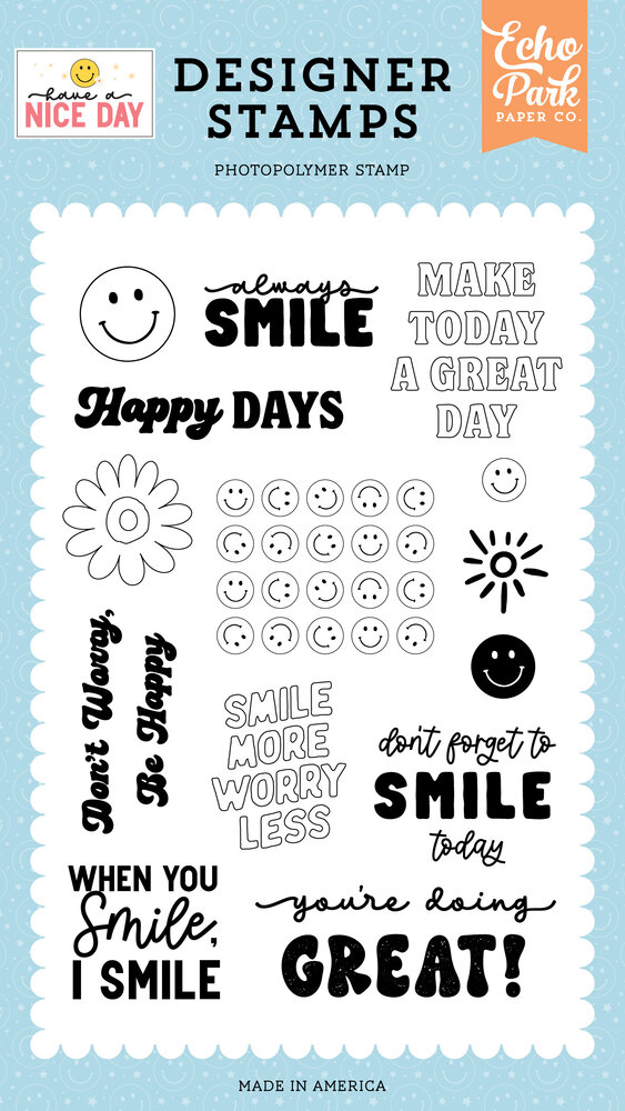 Echo Park Don't Forget To Smile Clear Stamps (HND361047) (DISCONTINUED) Echo Park Don't Forget To Smile Clear Stamps (HND361047) (DISCONTINUED)