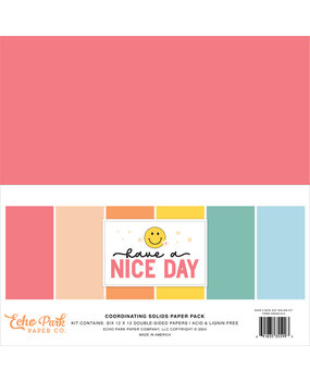 Echo Park Have A Nice Day 12x12 Inch Coordinating Solids Paper Pack (HND361015) (DISCONTINUED)