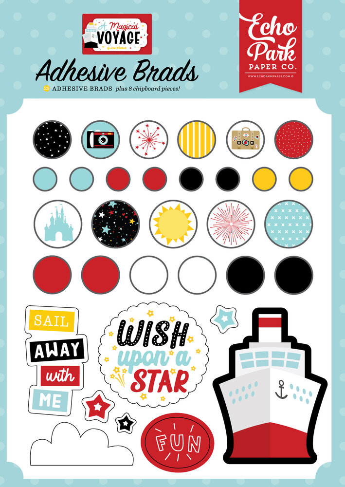 Echo Park A Magical Voyage Adhesive Brads (AMV359020) (DISCONTINUED)