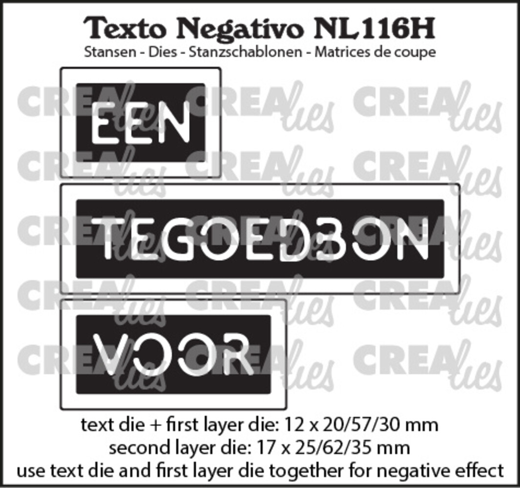 Crealies Texto Negativo Dies Dutch No. 116H Een Tegoedbon Voor (NL116H) Crealies Texto Negativo Dies Dutch No. 116H Een Tegoedbon Voor (NL116H)