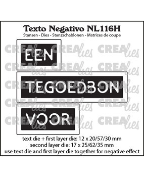 Crealies Texto Negativo Stansen Dutch No. 116H Een Tegoedbon Voor (NL116H)