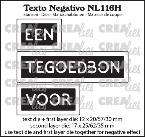 Crealies Texto Negativo Dies Dutch No. 116H Een Tegoedbon Voor (NL116H) Crealies Texto Negativo Dies Dutch No. 116H Een Tegoedbon Voor (NL116H)