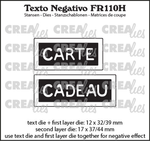 Crealies Texto Negativo Stansen French No. 110H Carte Cadeau (FR110H) Crealies Texto Negativo Stansen French No. 110H Carte Cadeau (FR110H)