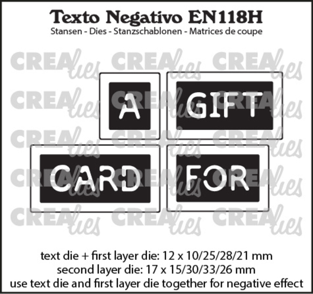 Crealies Texto Negativo Dies English No. 118H A Gift Card For (EN118H) Crealies Texto Negativo Dies English No. 118H A Gift Card For (EN118H)