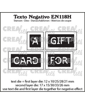 Crealies Texto Negativo Dies English No. 118H A Gift Card For (EN118H)