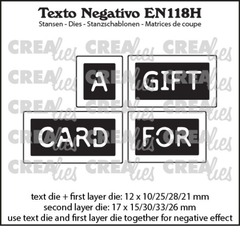 Crealies Texto Negativo Stansen English No. 118H A Gift Card For (EN118H)