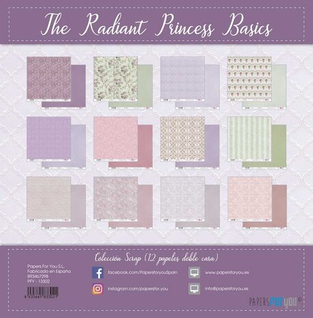 Papers For You The Radiant Princess Basics Scrap Paper Pack (12pcs) (PFY-13302) (DISCONTINUED)