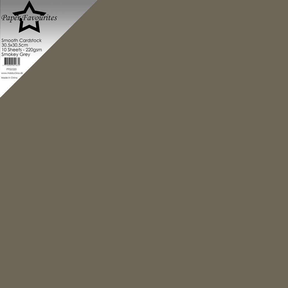 Paper Favourites Smooth Cardstock 12x12 Inch Smokey Grey 220gsm (10pcs) (PFSS520)