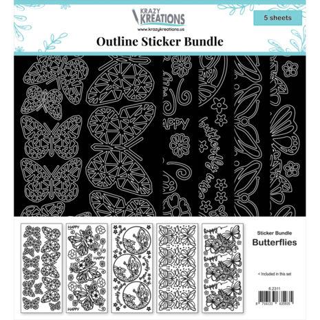 JEJE Produkt Krazy Kreations Stickers Butterflies (5pcs) (6.2311) (DISCONTINUED)