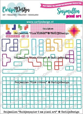 CarlijnDesign Snijmallen Ruitjespapier 5 mm Pixel Art (CDSN-0249) (DISCONTINUED)