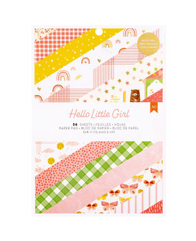 American Crafts Hello Little Girl 6x8 Inch Paper Pad Gold Foil (36 Sheets) (34030039) (OUTLET)