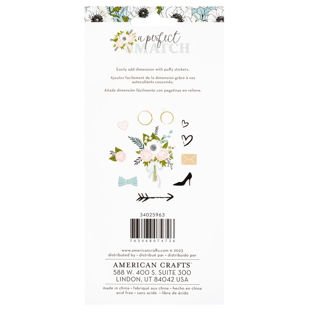 American Crafts A Perfect Match Stickers Puffy Icons (55pcs) (34025963) (OUTLET)