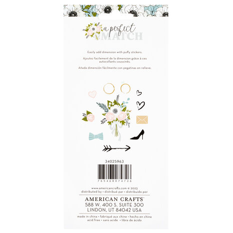 American Crafts A Perfect Match Stickers Puffy Icons (55pcs) (34025963) (OUTLET)