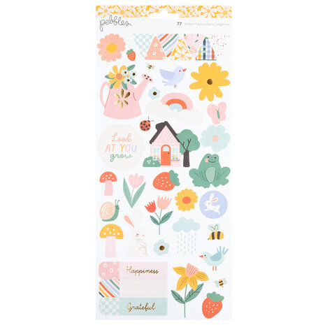 American Crafts Pebbles Sunny Bloom 6x12 Inch Stickers Icons Gold Foil (77pcs) (34030122) (OUTLET) American Crafts Pebbles Sunny Bloom 6x12 Inch Stickers Icons Gold Foil (77pcs) (34030122) (OUTLET)