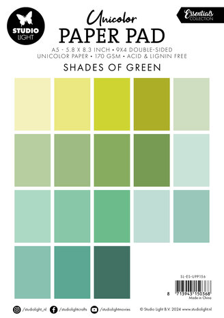 Studio Light Shades Of Green Essentials A5 Unicolor Paper Pad (SL-ES-UPP156) (BASIC) Studio Light Shades Of Green Essentials A5 Unicolor Paper Pad (SL-ES-UPP156) (BASIC)