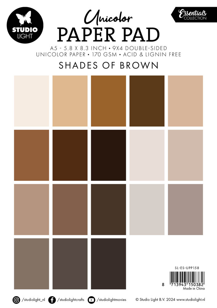 Studio Light Shades Of Brown Essentials A5 Unicolor Paper Pad (SL-ES-UPP158) (BASIC)