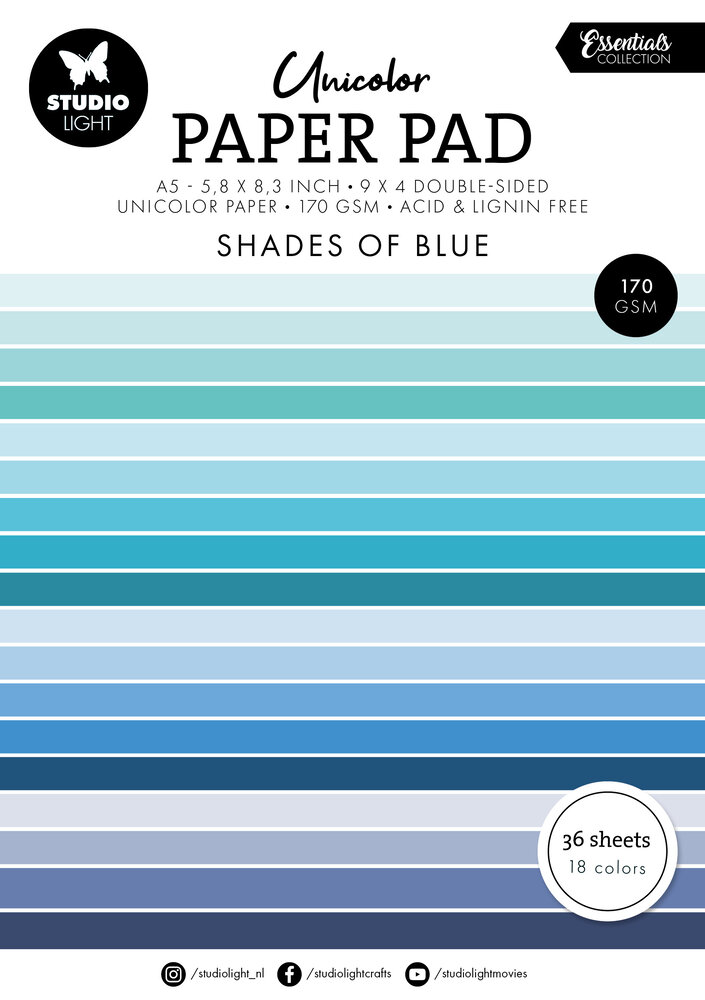 Studio Light Shades Of Blue Essentials A5 Unicolor Paper Pad (SL-ES-UPP157) (BASIC) Studio Light Shades Of Blue Essentials A5 Unicolor Paper Pad (SL-ES-UPP157) (BASIC)