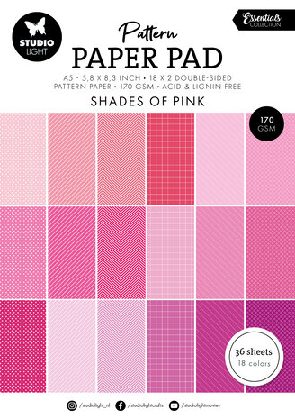 Studio Light Shades Of Pink Essentials A5 Pattern Paper Pad (SL-ES-PPP163) (BASIC) Studio Light Shades Of Pink Essentials A5 Pattern Paper Pad (SL-ES-PPP163) (BASIC)