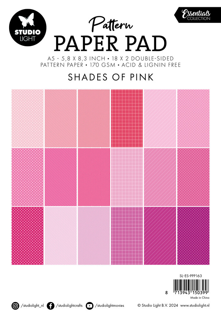 Studio Light Shades Of Pink Essentials A5 Pattern Paper Pad (SL-ES-PPP163) (BASIC) Studio Light Shades Of Pink Essentials A5 Pattern Paper Pad (SL-ES-PPP163) (BASIC)