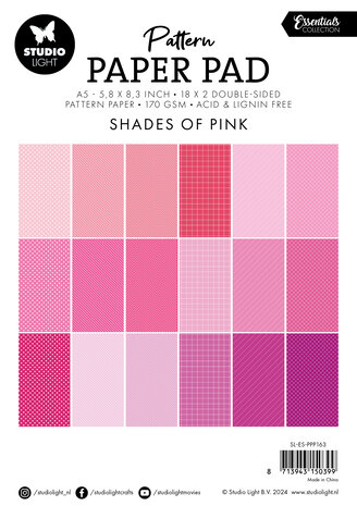Studio Light Shades Of Pink Essentials A5 Pattern Paper Pad (SL-ES-PPP163) (BASIC) Studio Light Shades Of Pink Essentials A5 Pattern Paper Pad (SL-ES-PPP163) (BASIC)