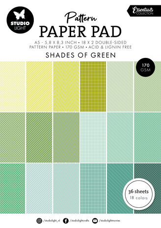 Studio Light Shades Of Green Essentials A5 Pattern Paper Pad (SL-ES-PPP164) (BASIC)