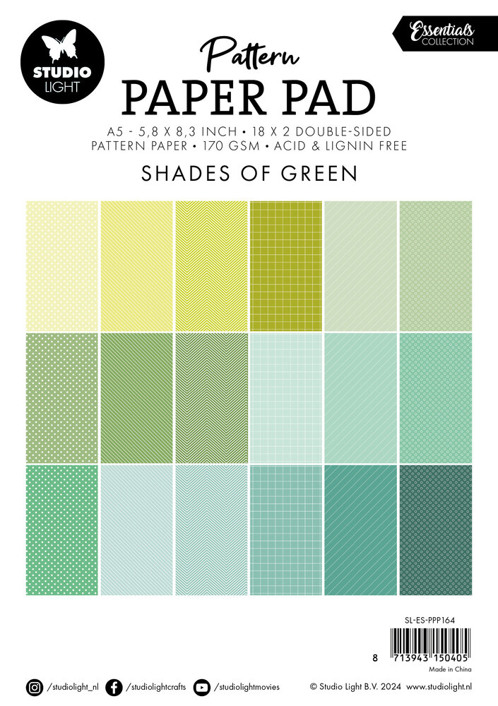 Studio Light Shades Of Green Essentials A5 Pattern Paper Pad (SL-ES-PPP164) (BASIC)