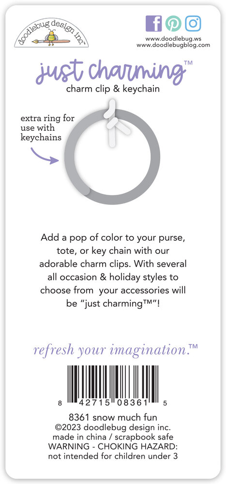Doodlebug Design Snow Much Fun Just Charming Clip & Keychain (8361) (DISCONTINUED) Doodlebug Design Snow Much Fun Just Charming Clip & Keychain (8361) (DISCONTINUED)