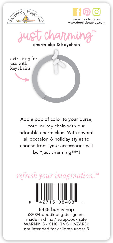 Doodlebug Design Bunny Hop Just Charming Clip & Keychain (8438) (DISCONTINUED) Doodlebug Design Bunny Hop Just Charming Clip & Keychain (8438) (DISCONTINUED)