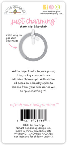 Doodlebug Design Bunny Hop Just Charming Clip & Keychain (8438) (DISCONTINUED) Doodlebug Design Bunny Hop Just Charming Clip & Keychain (8438) (DISCONTINUED)